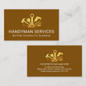 Gold Home Handyman Tools On Brown Layer Visitenkarte (Vorne/Hinten)