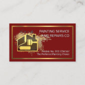 Gold Home Paint Brush On Paint Splatter Visitenkarte (Vorderseite)