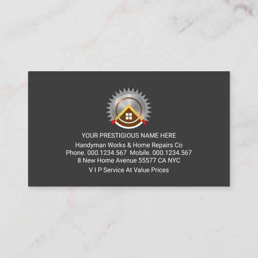 Gold Home Tools On Timber Wood Visitenkarte (Rückseite)