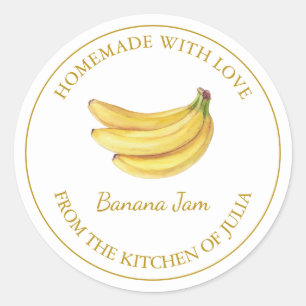 Gold-Homemade-Bananenjam-Label weiß Runder Aufkleber