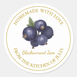 Gold-Homemade-Blackcurrant-Jam-Label Runder Aufkleber
