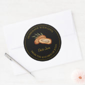 Gold Homemade Date Jam Label | Schwarz Runder Aufkleber (Umschlag)