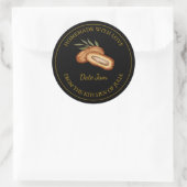 Gold Homemade Date Jam Label | Schwarz Runder Aufkleber (Tasche)