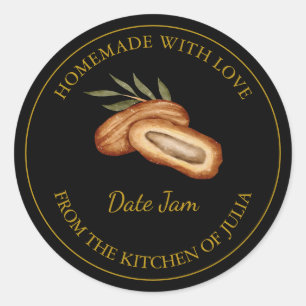 Gold Homemade Date Jam Label Schwarz Runder Aufkleber