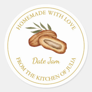 Gold Homemade Date Jam Label weiß Runder Aufkleber