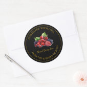 Gold-Homemade-Mixed-Berry-Jam-Label | Schwarz Runder Aufkleber (Umschlag)