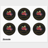 Gold-Homemade-Mixed-Berry-Jam-Label | Schwarz Runder Aufkleber (Blatt)