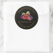 Gold-Homemade-Mixed-Berry-Jam-Label | Schwarz Runder Aufkleber (Tasche)
