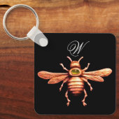 GOLD HONEY BEE MONOGRAM SCHLÜSSELANHÄNGER (Vorderseite)