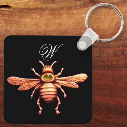 GOLD HONEY BEE MONOGRAM SCHLÜSSELANHÄNGER (Rückseite)