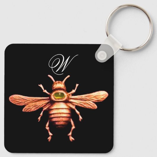 GOLD HONEY BEE MONOGRAM SCHLÜSSELANHÄNGER (Rückseite)