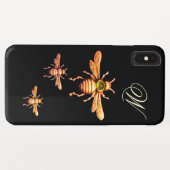 GOLD HONEY BEES MONOGRAM Black Case-Mate iPhone Hülle (Rückseite (Horizontal))