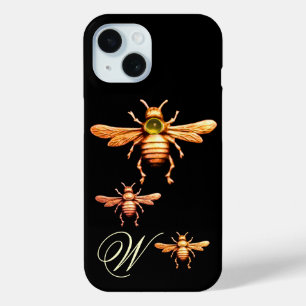 GOLD HONEY BEES MONOGRAM iPhone 15 HÜLLE
