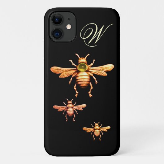 GOLD HONEY BEES MONOGRAM Case-Mate iPhone HÜLLE (Rückseite)