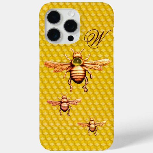 GOLD HONEY BEES MONOGRAM Case-Mate iPhone HÜLLE (Rückseite)
