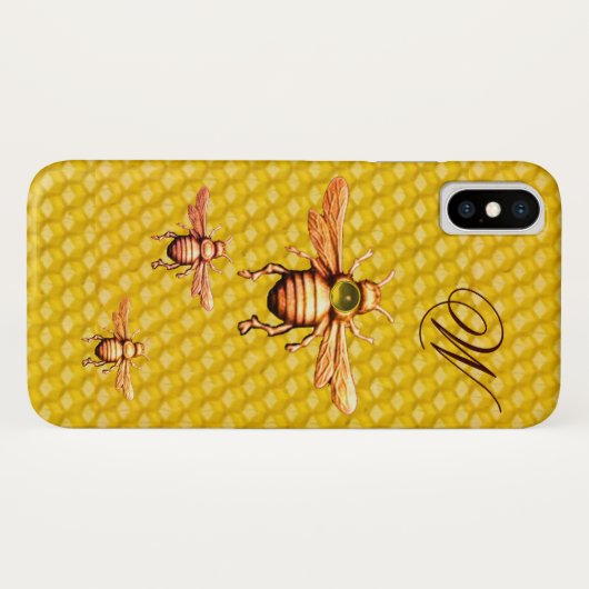 GOLD HONEY BEES MONOGRAM Case-Mate iPhone HÜLLE (Rückseite (Horizontal))