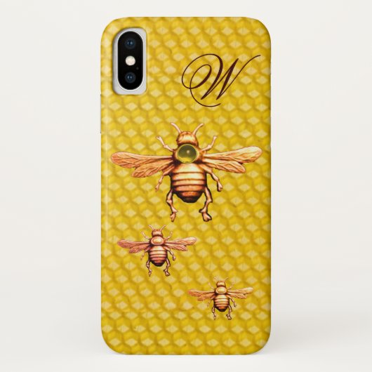 GOLD HONEY BEES MONOGRAM Case-Mate iPhone HÜLLE (Rückseite)