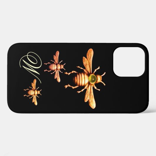 GOLD HONEY BEES MONOGRAM Case-Mate iPhone HÜLLE (Rückseite (Horizontal))