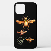GOLD HONEY BEES MONOGRAM Case-Mate iPhone HÜLLE (Rückseite)