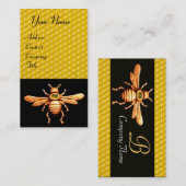 GOLD HONEY BIE / BEEKEEPER BEEKEEPING MONOGRAM VISITENKARTE (Vorne/Hinten)