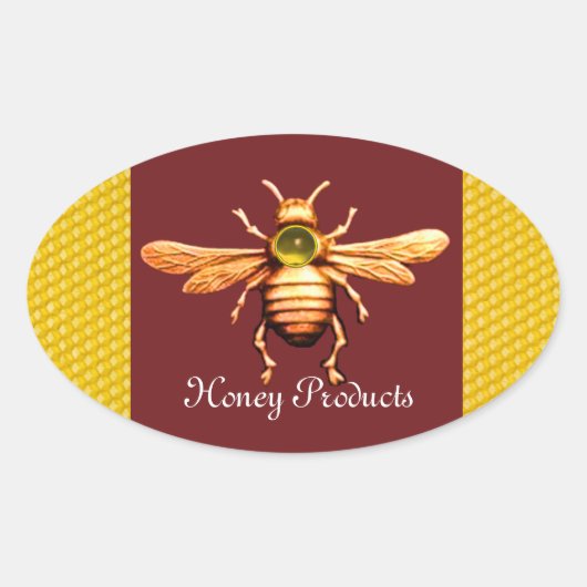 GOLD HONEY BIE / BEEKEEPER BEEKEEPING OVALER AUFKLEBER (Vorderseite)