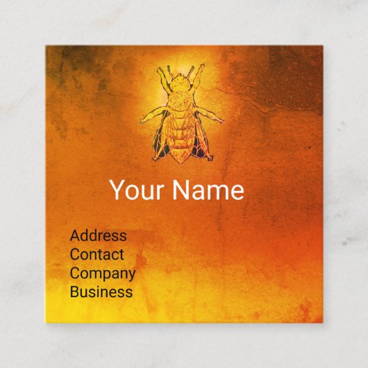 GOLD-HONEY-BIE, BLENKENNZEICHNEN, BLENENENGELB QUADRATISCHE VISITENKARTE (Vorderseite)