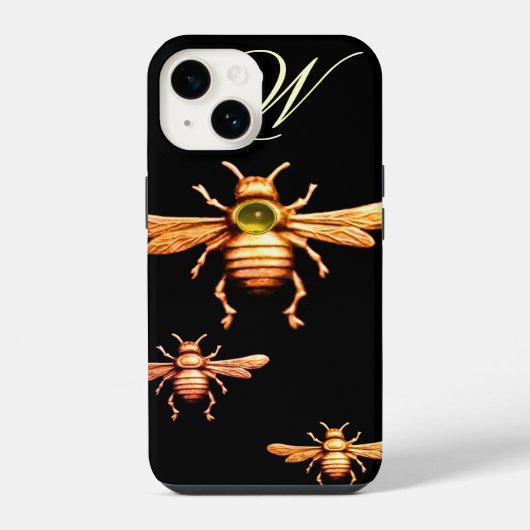 GOLD HONEY BIES, BEEKEEPER MONOGRAMM Black iPhone Hülle (Rückseite)