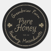 Gold Honeybienen Apiary Name Gold Text Doppelgrenz Runder Aufkleber (Vorderseite)