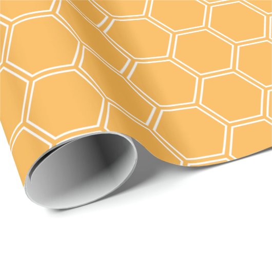 Gold Honeycomb Hexagon Muster Geschenkpapier (Rolleneckpunkt)