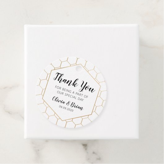 Gold Honeycomb Wedding Vielen Dank für Ihre Unters Geschenkanhänger (Beispiel)
