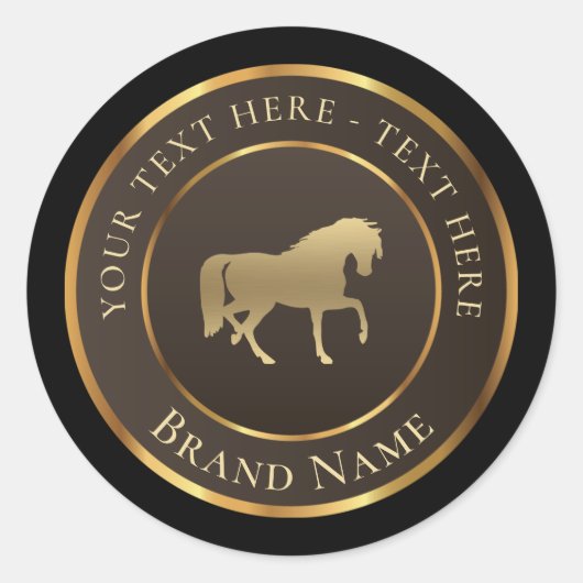 Gold Horse Logo Klassischer Rundaufkleber Runder Aufkleber (Vorderseite)