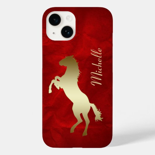 Gold Horse Red Personalized Case-Mate iPhone Hülle (Rückseite)