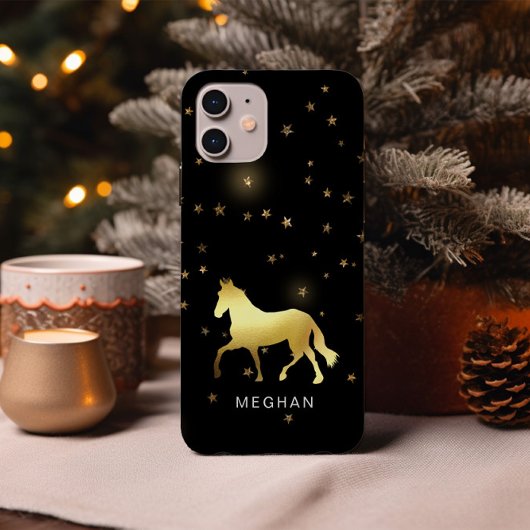 Gold Horse Stars Reittiere Personalisiertes Monogr Case-Mate iPhone Hülle
