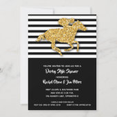 Gold Horse Stripes Derby Bridal Einladungen (Vorderseite)
