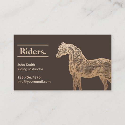 Gold Horse Tan Reitkarte Visitenkarte (Vorderseite)