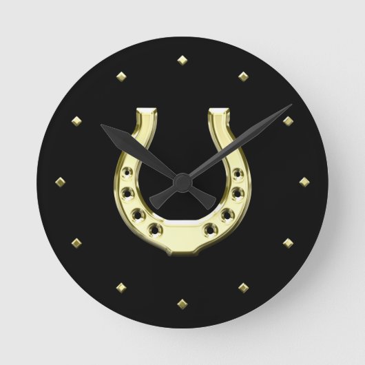 Gold Horseshoe Runde Wanduhr (Vorderseite)