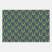 Gold Horseshoes Pattern Cowboy Viel Glück Elegant Geschenkpapier Set (Vorderseite 3)