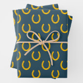 Gold Horseshoes Pattern Cowboy Viel Glück Elegant Geschenkpapier Set (Beispiel)