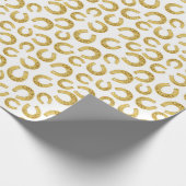 Gold Horseshoes Viel Glück Geschenkpapier (Ecke)