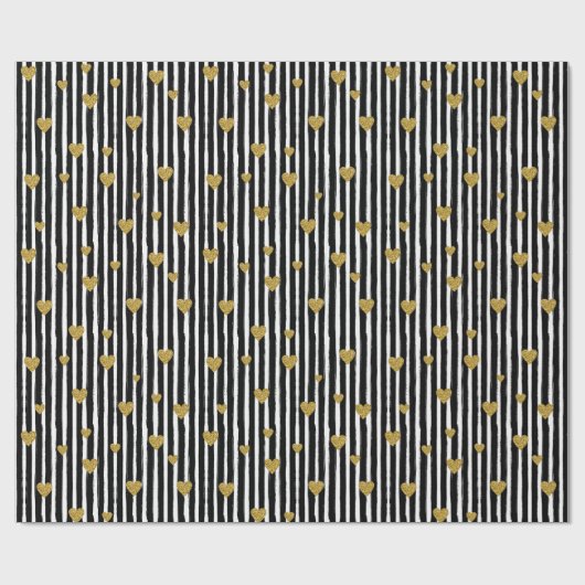 Gold hört auf schwarzen und weißen Streifen Geschenkpapier (Flach)