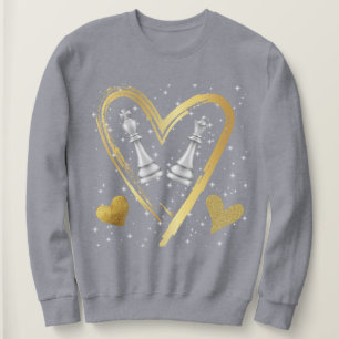 Gold Hört King und Queen Schach Stücke Sweatshirt