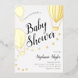 Gold Hot Air Ballon Babydusche Folieneinladung