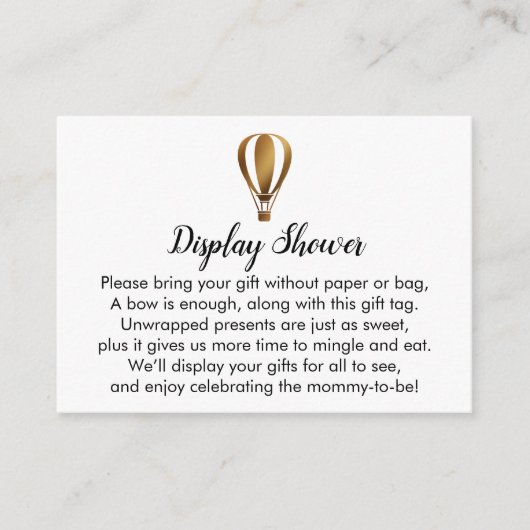 Gold Hot Air Ballon Display Showdusche Einsteckkar Begleitkarte (Vorderseite)