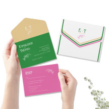 Gold Hot Pink und Green Simple Modern Wedding
