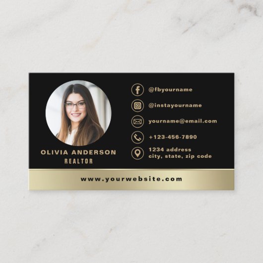 Gold House Black Real Anwesen Realtor Modern Visitenkarte (Vorderseite)