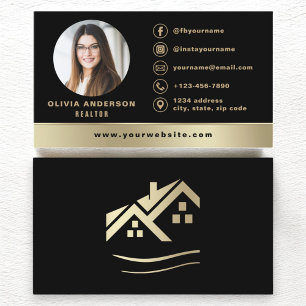 Gold House Black Real Anwesen Realtor Modern Visitenkarte