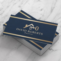 Gold House & Key-Logo Real Anwesen Realtor Navy