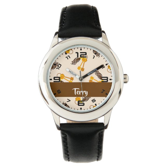 Gold House Keys on Pink Armbanduhr (Vorderseite)