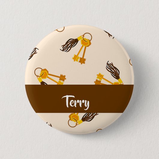 Gold House Keys on Pink Button (Vorderseite)