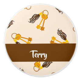 Gold House Keys on Pink Keramikknauf